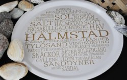 "Halmstad" rund bricka